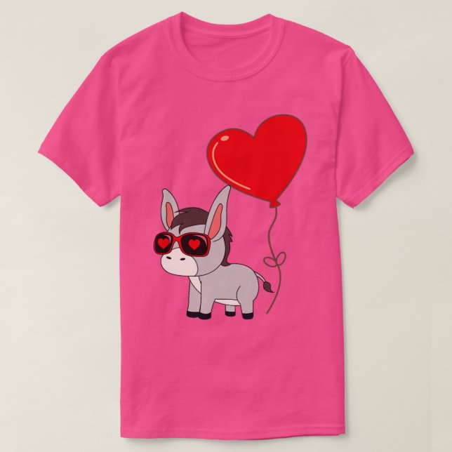 Donkey With Heart Balloon Valentines Day Love Boys T-Shirt (Design Front)