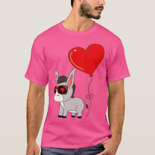 Donkey With Heart Balloon Valentines Day Love Boys T-Shirt