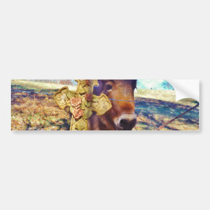 Donkey with Rose Cross Bumper Sticker