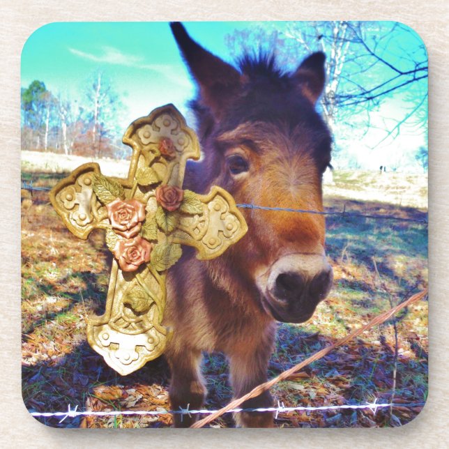 Donkey with Rose Cross Coaster (Front)
