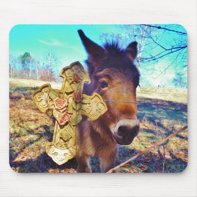 Donkey with Rose Cross Mouse Mat (Front)