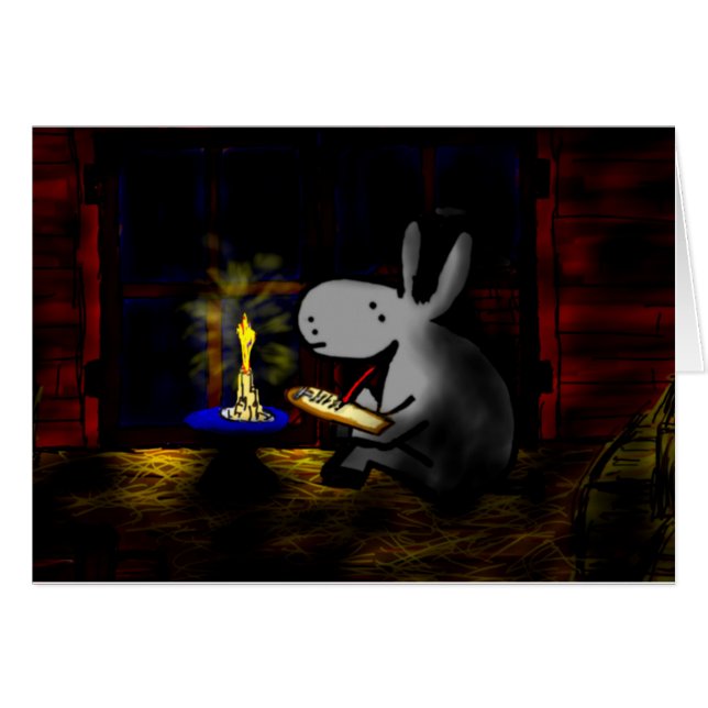 donkey writing by candlelight (Front Horizontal)