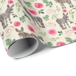 Donkeys and Pink Roses Wedding Wrapping Paper<br><div class="desc">Donkeys and Pink Roses Wedding Wrapping Paper. Paper Colour is Beige or Cream. Available in multiple colours,  sizes and two finishes. www.hotpocketgraphics.com</div>