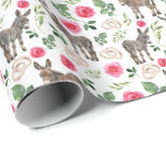 Donkeys and Pink Roses Wedding Wrapping Paper<br><div class="desc">Donkeys and Pink Roses Wedding Wrapping Paper. Paper Colour is White. Available in multiple colours,  sizes and two finishes. www.hotpocketgraphics.com</div>