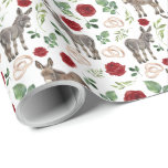 Donkeys and Red Roses Wedding Wrapping Paper<br><div class="desc">Donkeys and Red Roses Wedding Wrapping Paper. Paper Colour is White. Available in multiple colours,  sizes and two finishes. www.hotpocketgraphics.com</div>