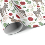Donkeys and Red Roses Wedding Wrapping Paper<br><div class="desc">Donkeys and Red Roses Wedding Wrapping Paper. Paper Colour is White. Available in multiple colours,  sizes and two finishes. www.hotpocketgraphics.com</div>
