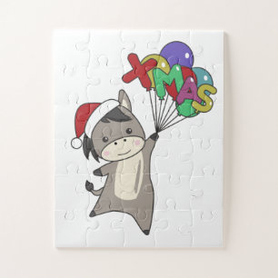 Donkeys Christmas Donkeys Winter Animals Jigsaw Puzzle