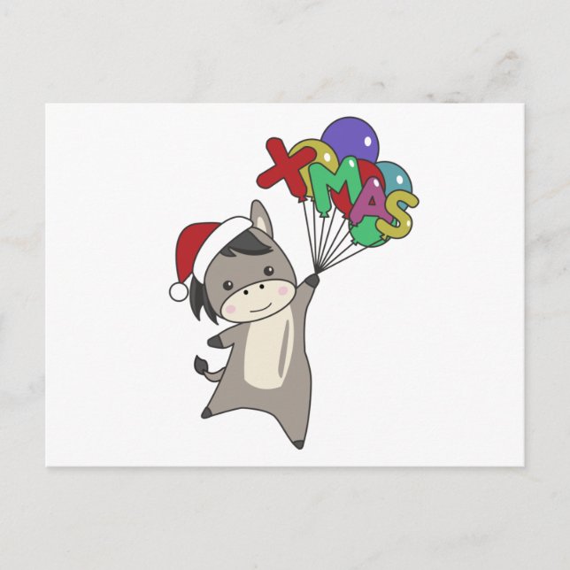 Donkeys Christmas Donkeys Winter Animals Postcard (Front)