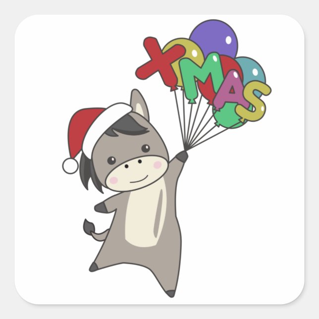 Donkeys Christmas Donkeys Winter Animals Square Sticker (Front)