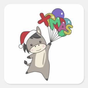Donkeys Christmas Donkeys Winter Animals Square Sticker