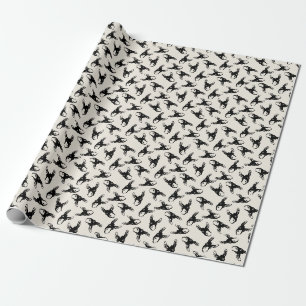 Donkeys head block print black and white wrapping paper