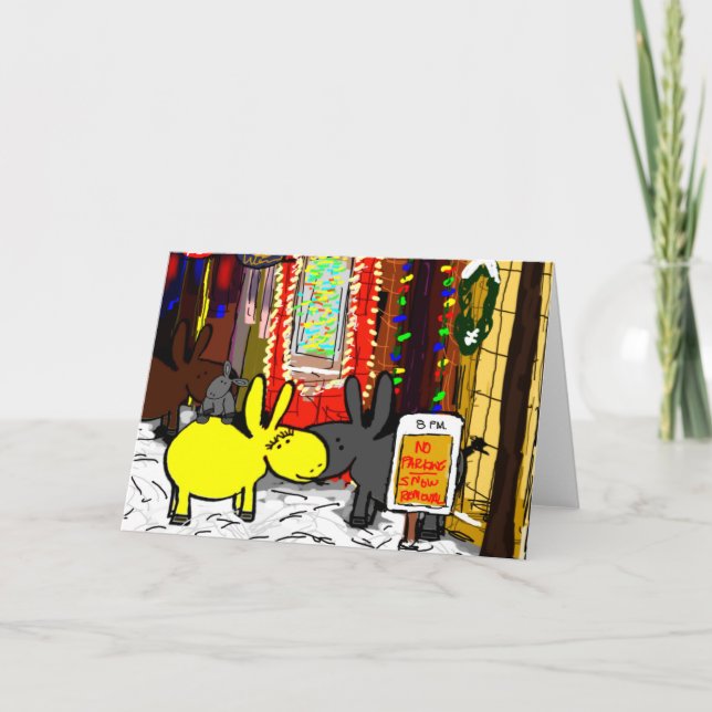 donkeys in snow in Concord Holiday Card (Front)