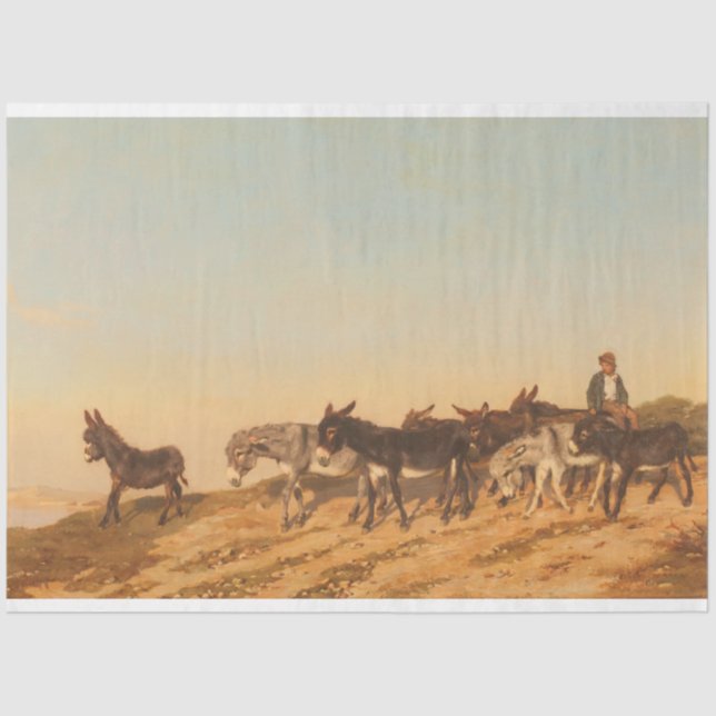 Donkeys in the South of France (by Eugène Burnand) Tissue Paper (Front)