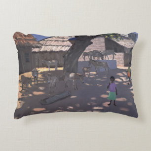Donkeys Lamu Kenya 1995 Decorative Cushion