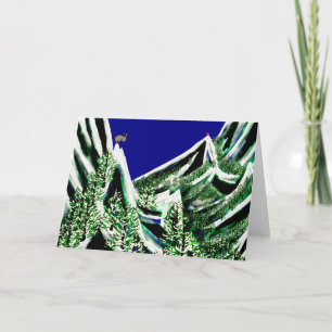 donkeys on mountain peaks holiday card