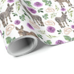 Donkeys & Purple Roses Wedding Gift Wrapping Paper<br><div class="desc">Celebrate a special day with this Donkeys & Purple Roses Wedding Gift Wrapping Paper. Perfect for brides,  crafters,  and creatives,  this charming wrap adds a whimsical,  floral and rustic touch to wedding gifts,  bridal showers,  and celebration projects. Available in multiple roll sizes and colours. Find more at www.hotpocketgraphics.com</div>
