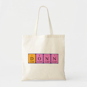 Donn periodic table name tote bag