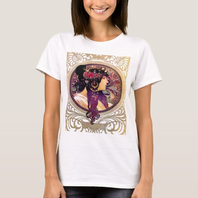 Donna Orechini by Alphonse Mucha T-Shirt (Front)