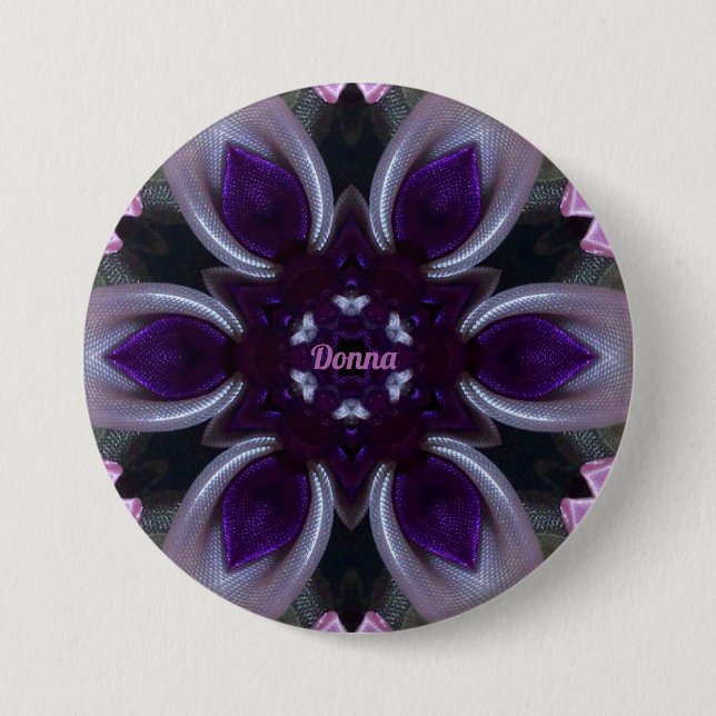 DONNA ~ Purple White Pink Green BLING  7.5 Cm Round Badge (Front)