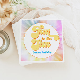 DONNA Retro Font Tie Dye Pool Party Birthday Napkin