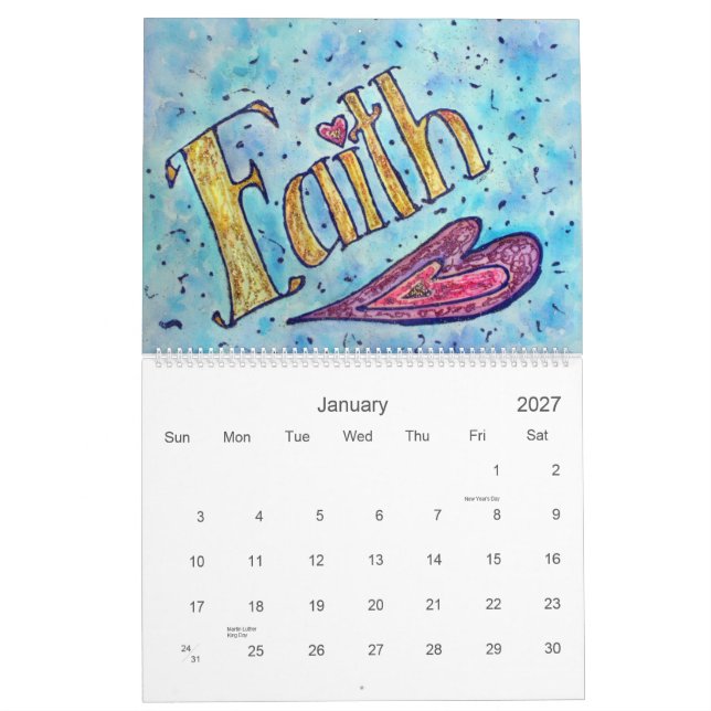 DonnaBellas Angels Word Art Calendar (Jan 2027)