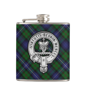 Donnachaidh (Robertson) Hunting tartan Crest Hip Flask