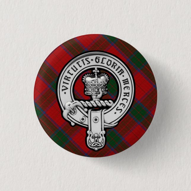 Donnachaidh (Robertson) Red tartan Crest Badge (Front)