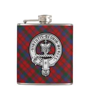 Donnachaidh (Robertson) Red tartan Crest Hip Flask