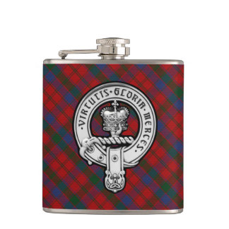 Donnachaidh (Robertson) Red tartan Crest Hip Flask
