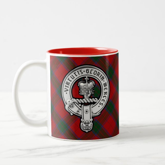 Donnachaidh (Robertson) Red tartan Crest Two-Tone Coffee Mug (Left)