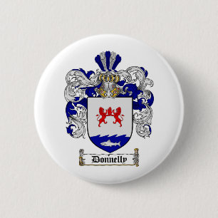 DONNELLY FAMILY CREST -  DONNELLY COAT OF ARMS 6 CM ROUND BADGE