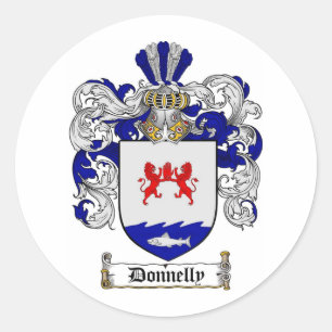 DONNELLY FAMILY CREST -  DONNELLY COAT OF ARMS CLASSIC ROUND STICKER