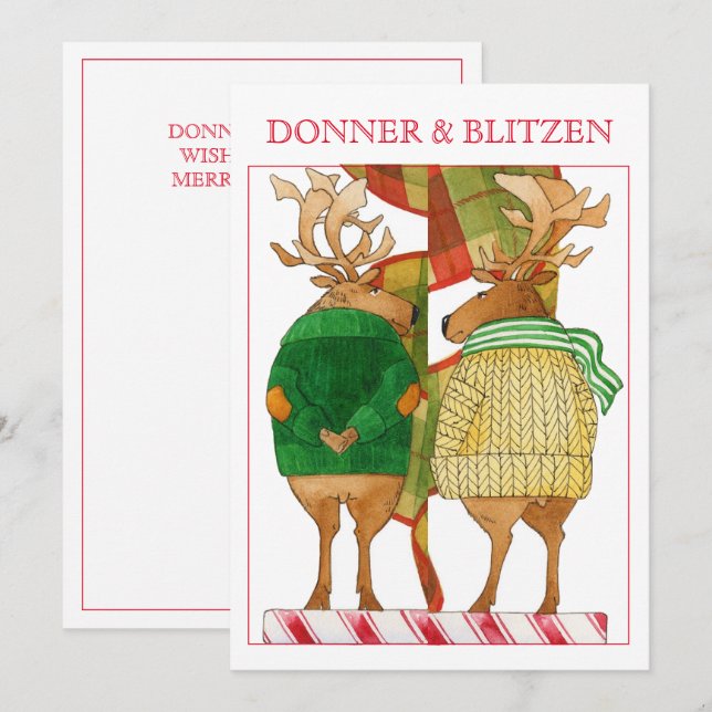 DONNER BLITZEN 5x7 Flat Christmas Card (Front/Back)