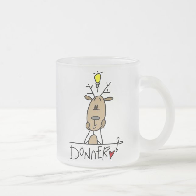 Donner Reindeer Christmas T-shirts and Gifts Frosted Glass Coffee Mug (Right)