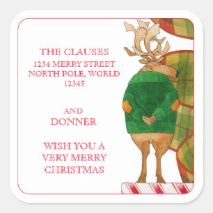 DONNER REINDEER Large Address Envelope Seals