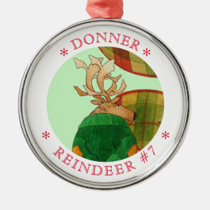 DONNER REINDEER Premium Round Ornament