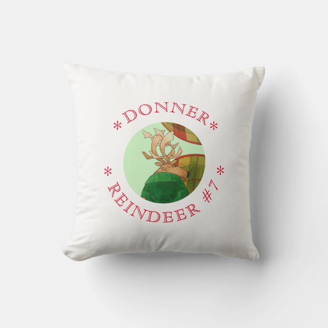 DONNER REINDEER Square Throw Pillow (Front)