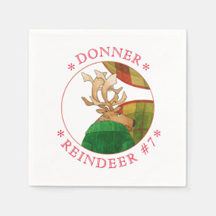 DONNER REINDEER Standard Cocktail Paper Napkins