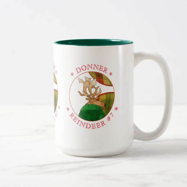 DONNER REINDEER Tall Hunter Green Two-Tone Mug (Right)