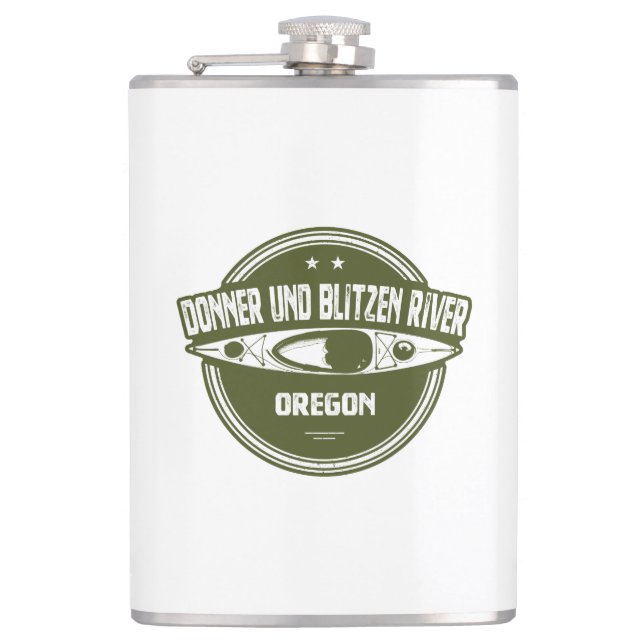 Donner und Blitzen River Oregon Kayaking Hip Flask (Front)