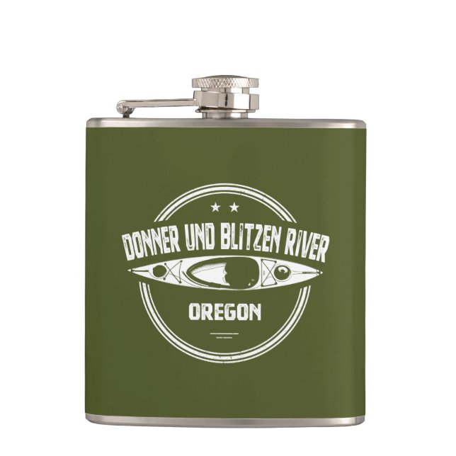 Donner und Blitzen River Oregon Kayaking Hip Flask (Front)