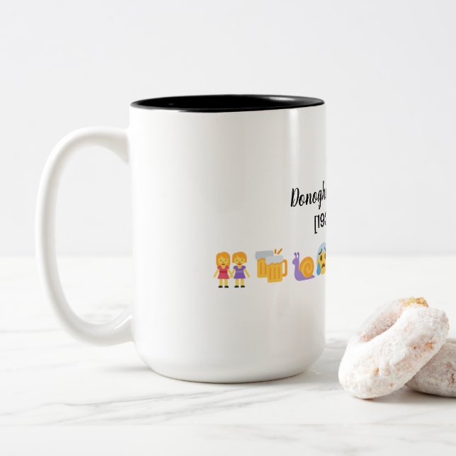 Donoghue v Stevenson in emoji Two-Tone Coffee Mug (With Donut)