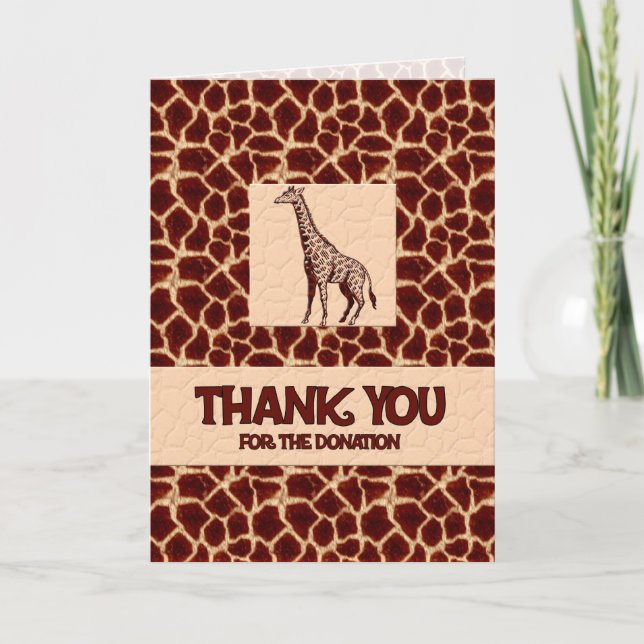 Donor Thank You in Giraffe Print Card (Front)