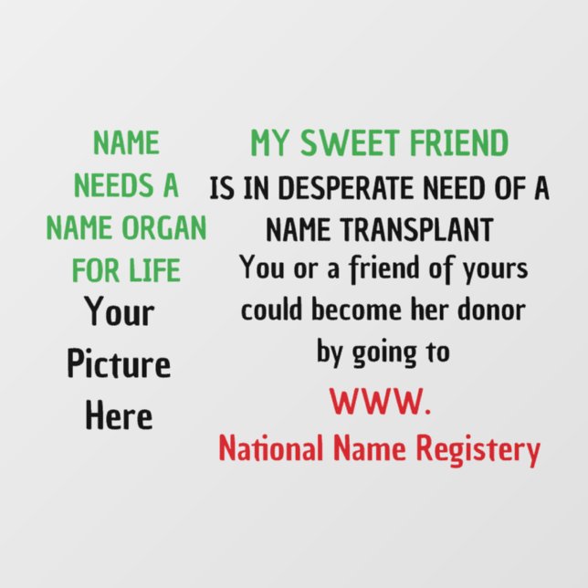 Donor Window Glass Cling (Sheet)