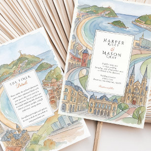 Donostia San Sebastián Watercolor Wedding Invitation