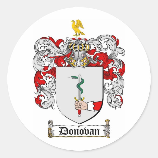 DONOVAN FAMILY CREST -  DONOVAN COAT OF ARMS CLASSIC ROUND STICKER (Front)