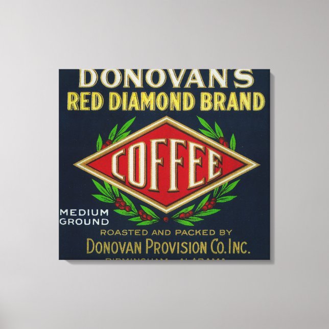 Donovan's Coffee LabelBirmingham, AL Canvas Print (Front)