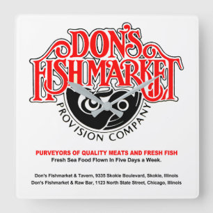 Don's Fishmarket, Skokie, Chicago, IL Square Wall Clock