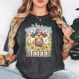 Don'T Be A Salty Heifer Funny Cow American Flag Ha T-Shirt
