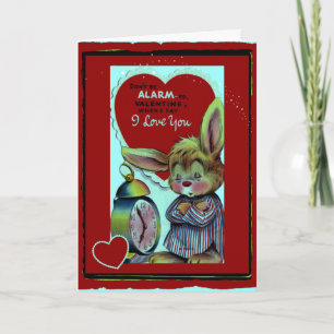 Don't Be Alarmed Retro Rabbit Valentine Holiday Card